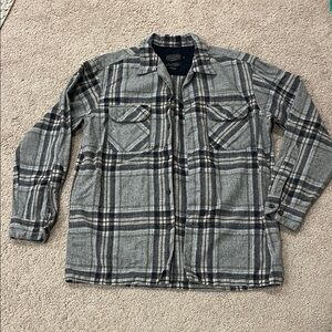 Pendleton Board Shirt Men's Blue and Gray Plaid Shirt Jacket